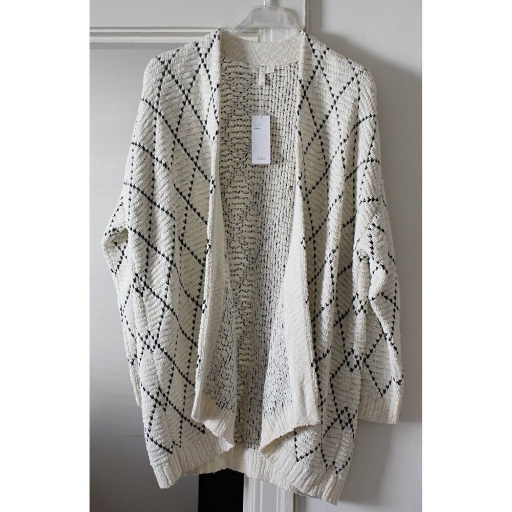 New w/Tags Eileen Fisher L/XL - Argyle Kimono Cardigan - Heavy Cotton Cardi Coat